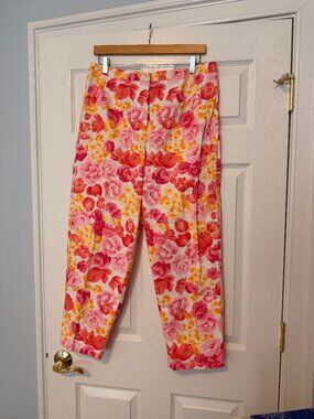 Talbots Petites Pants (White with Flowers)- Size 14